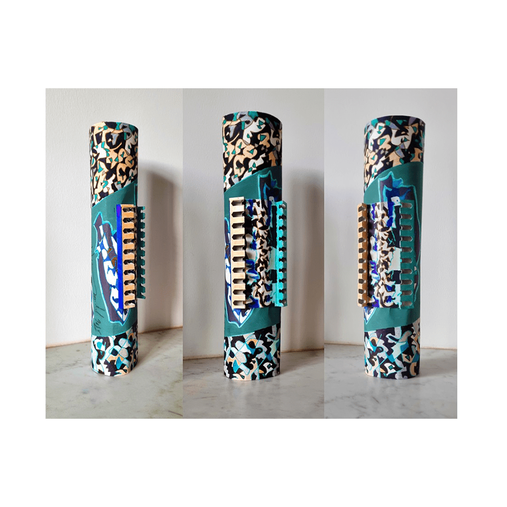 Sculpture polychrome réalisée par didier michel, catégorie totem