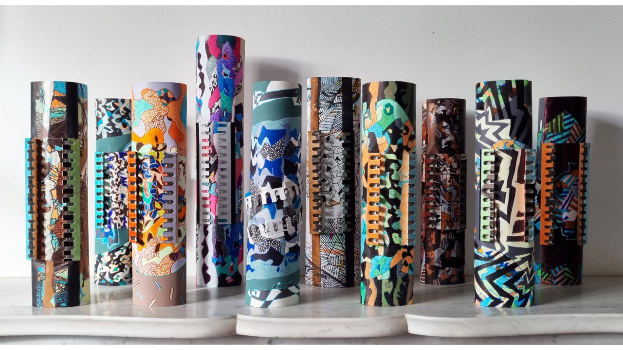 Totems_didier_michel_sculpture_papier_couleur_lumière_drome_ardeche3
